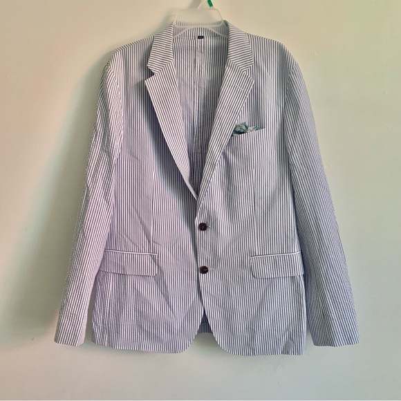 J.Crew Mens Thompson Seersucker Pinstripe Blazer - Picture 2 of 14